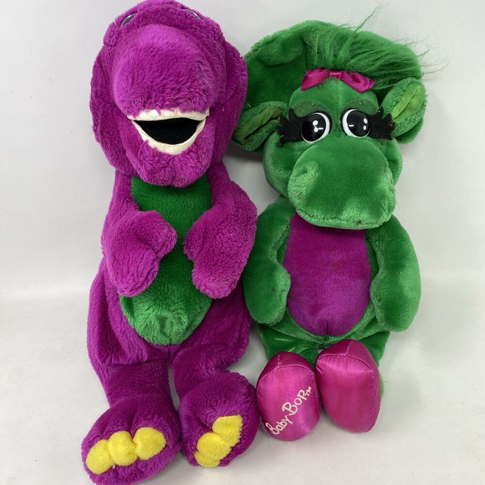 Lyons BARNEY and BABY BOP Plush Set Stuffed Animal Dinosaur Toy